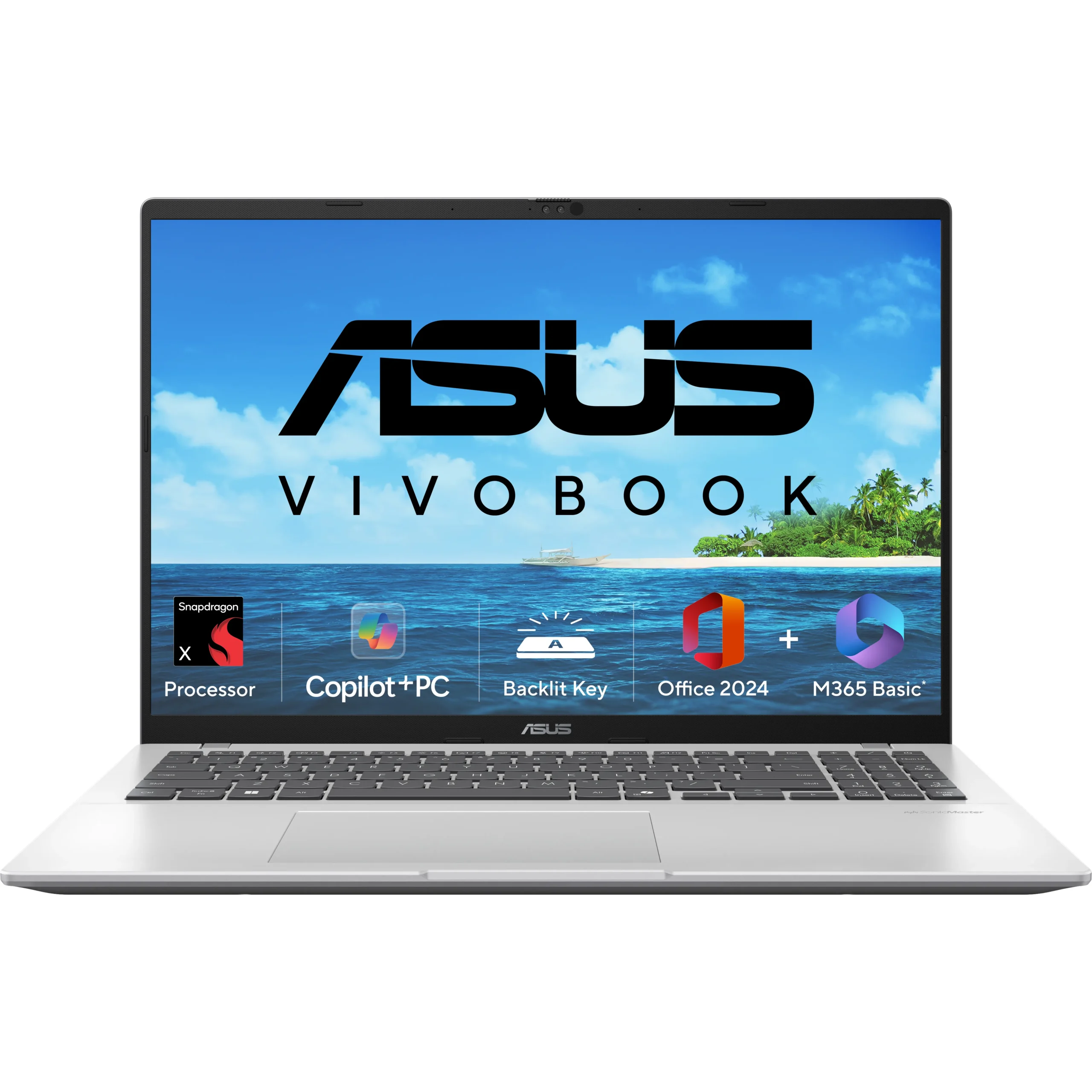 MB050WS ASUS Vivobook 16 X1607QA-MB050WS - Snapdragon X X1 26 100 / 16GB LPDDR5X / 512GB / Qualcomm® Adreno / 16" WUXGA 60Hz / Windows 11 Home / Ms-Office Home 2024 / 1.88 Kgs / 1-Year Global Warranty - Image 1