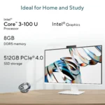 ASUS AiO V470VAB-KWC3003WS -Intel Core 3 100U / 8GB DDR5 / 512GB / Intel® Graphics / 27" FHD (1920 x 1080) 100Hz / Wireless Keyboard & Wireless Mouse / Windows 11 Home / Ms Office Home / White / 1-Year Warranty - Image 2
